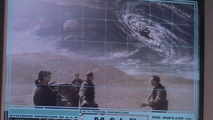 Through the control room's monitor, SG-10 is looking at a newly formed black hole (SG1: "A Matter of Time").